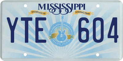 MS license plate YTE604