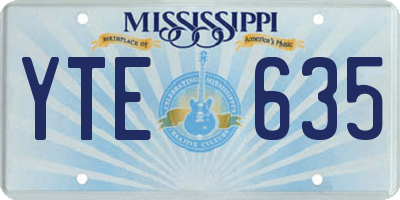 MS license plate YTE635
