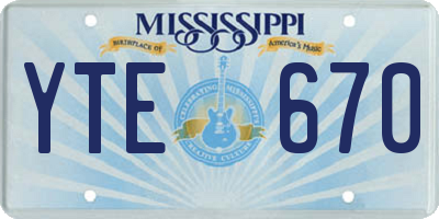 MS license plate YTE670