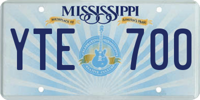 MS license plate YTE700