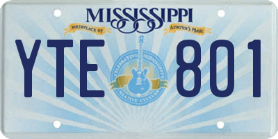MS license plate YTE801