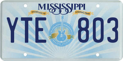 MS license plate YTE803