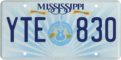 MS license plate YTE830
