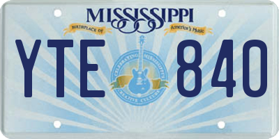 MS license plate YTE840