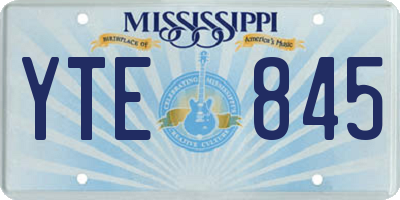 MS license plate YTE845