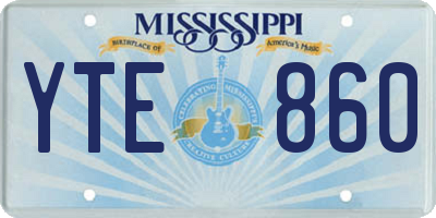 MS license plate YTE860