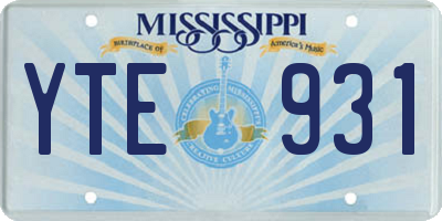 MS license plate YTE931