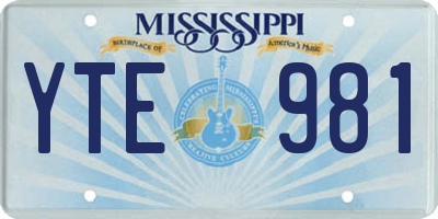 MS license plate YTE981