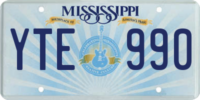 MS license plate YTE990