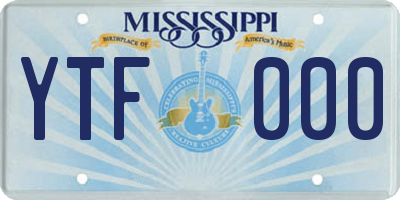 MS license plate YTF000