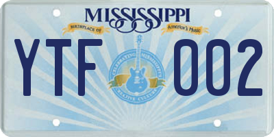 MS license plate YTF002