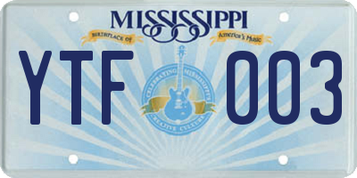 MS license plate YTF003