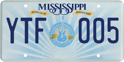 MS license plate YTF005