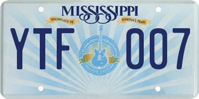 MS license plate YTF007