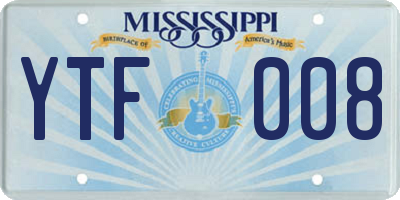 MS license plate YTF008