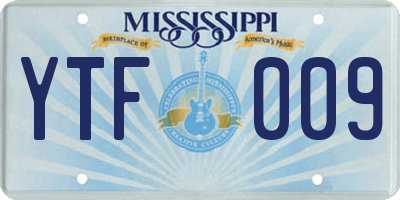 MS license plate YTF009