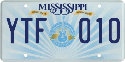 MS license plate YTF010