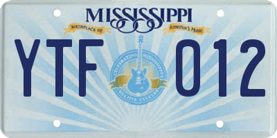 MS license plate YTF012