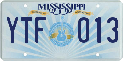 MS license plate YTF013