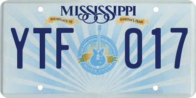 MS license plate YTF017
