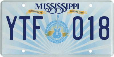 MS license plate YTF018