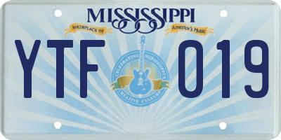 MS license plate YTF019