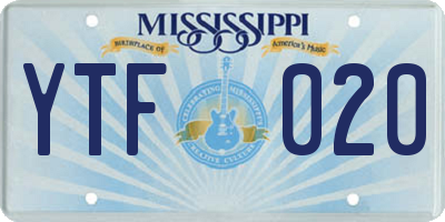 MS license plate YTF020