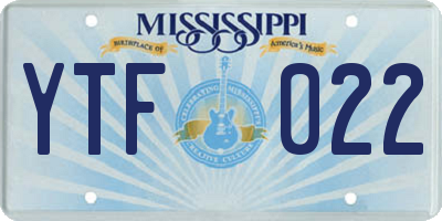 MS license plate YTF022