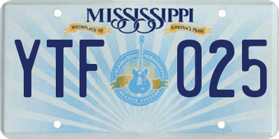 MS license plate YTF025