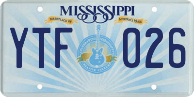 MS license plate YTF026