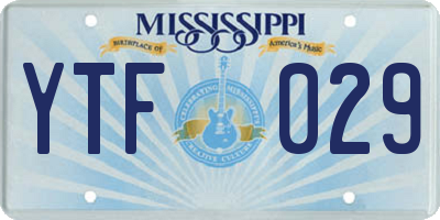 MS license plate YTF029