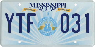 MS license plate YTF031
