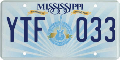 MS license plate YTF033