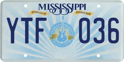 MS license plate YTF036