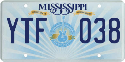 MS license plate YTF038