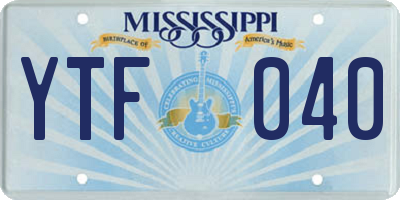 MS license plate YTF040