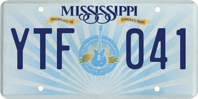 MS license plate YTF041