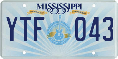 MS license plate YTF043