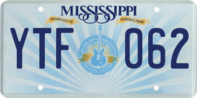 MS license plate YTF062