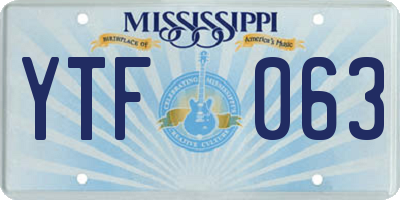 MS license plate YTF063