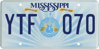 MS license plate YTF070