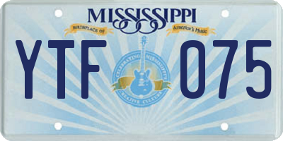 MS license plate YTF075