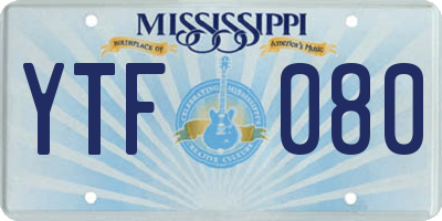 MS license plate YTF080