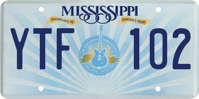 MS license plate YTF102