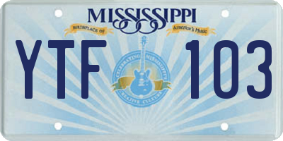 MS license plate YTF103