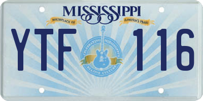 MS license plate YTF116