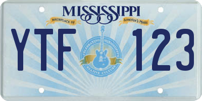 MS license plate YTF123