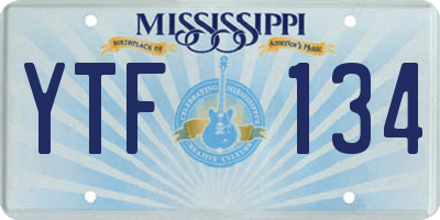 MS license plate YTF134