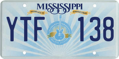 MS license plate YTF138