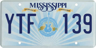 MS license plate YTF139